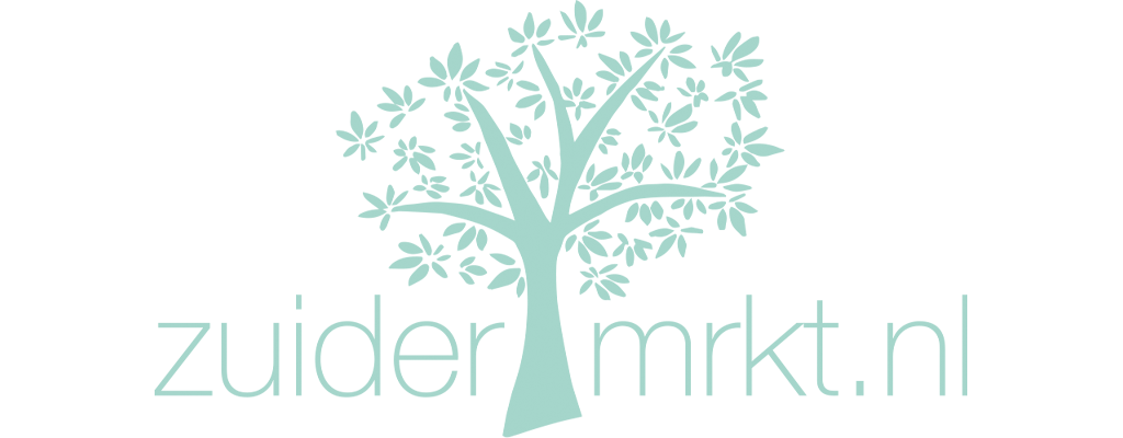Logo zuiderMRKT; er staat zuidermrkt.nl en tussen de r en m staat een boom